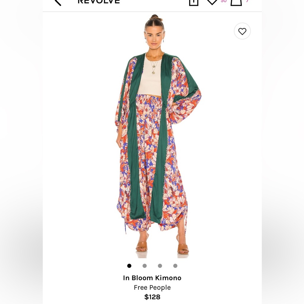 Free People Floral Wide Leg Jumpsuit with Green Accents